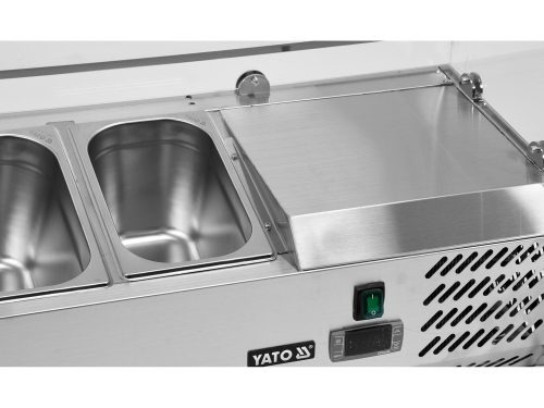YATO YG-05322 Hűtőasztalra felszerelhető rozsdamentes hűtött vitrin 7x1/4 GN 1500x335x435mm