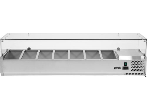 YATO YG-05331 Hűtőasztalra felszerelhető rozsdamentes hűtött vitrin 7x1/3 GN 1600x395x435mm