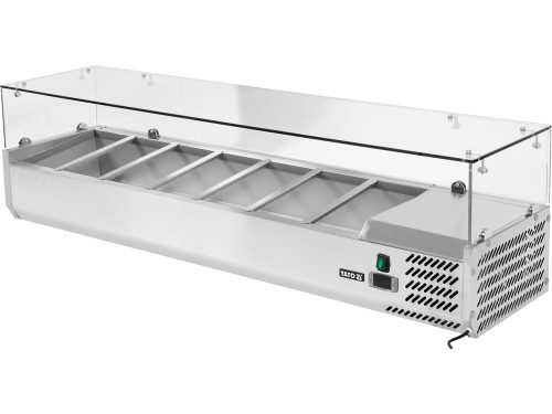 YATO YG-05331 Hűtőasztalra felszerelhető rozsdamentes hűtött vitrin 7x1/3 GN 1600x395x435mm