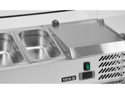 YATO YG-05331 Hűtőasztalra felszerelhető rozsdamentes hűtött vitrin 7x1/3 GN 1600x395x435mm