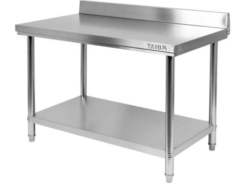 YATO YG-09031 GASTRO Inox munkaasztal alsó polccal hátsó felhajtással