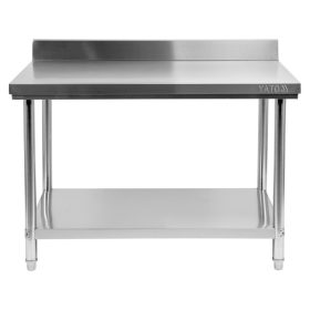   YATO YG-09032 GASTRO Inox munkaasztal alsó polccal hátsó felhajtással