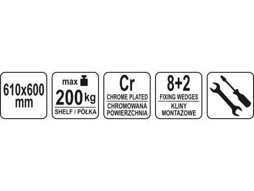 YATO YG-09054 GASTRO Aluplast polc 610 x 600 mm