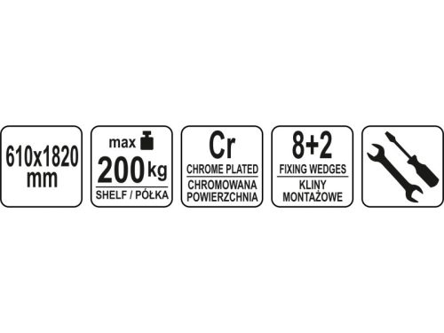 YATO YG-09059 GASTRO Aluplast polc 610 x 1820 mm