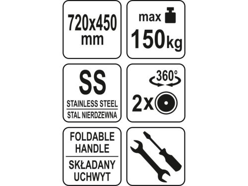 YATO YG-09080 GASTRO Áruszállító kocsi 150 kg inox