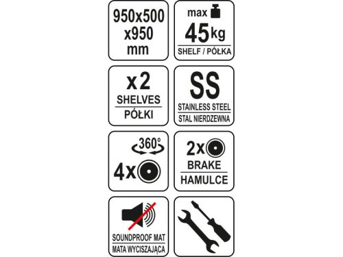YATO YG-09095 GASTRO Zsúrkocsi 2 polcos