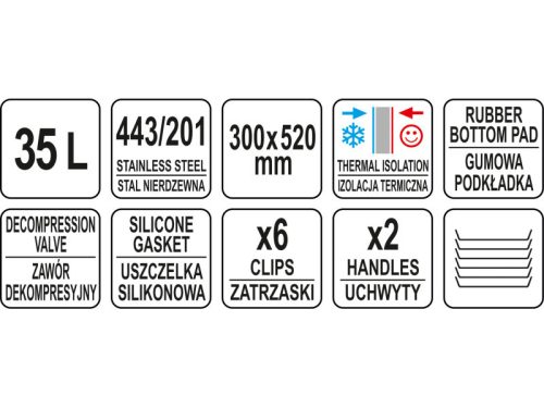 YATO YG-09204 GASTRO Ételszállító badella dupla falú 35 liter inox