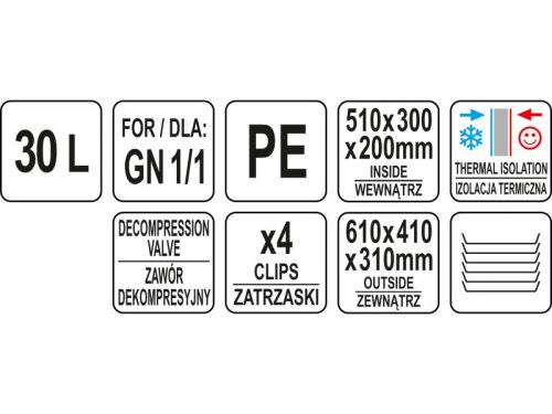 YATO YG-09250 GASTRO Ételszállító badella dupla falú 30 liter inox