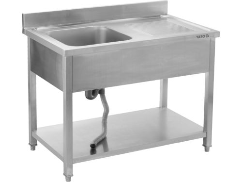 YATO YG-30901 Asztal egymedencés mosogatóval csepegtetőtálcával 1200 x 600mm