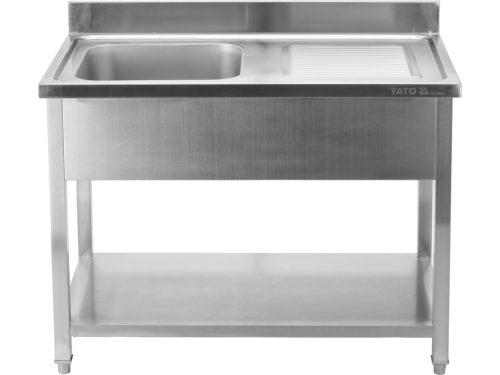 YATO YG-30902 Asztal egymedencés mosogatóval csepegtetőtálcával 1400 x 600mm