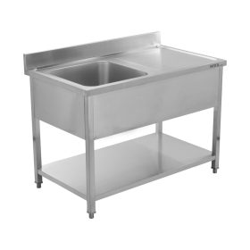   YATO YG-30904 Asztal egymedencés mosogatóval csepegtetőtálcával 1200 x 700mm