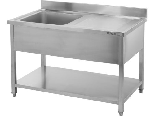 YATO YG-30905 Asztal egymedencés mosogatóval csepegtetőtálcával 1400 x 700mm
