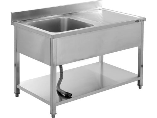 YATO YG-30905 Asztal egymedencés mosogatóval csepegtetőtálcával 1400 x 700mm