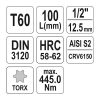 YATO YT-04328 Hosszú bit dugókulcs Torx 1/2" T60 CrV