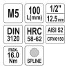 YATO YT-04350 Hosszú bit dugókulcs Spline 1/2" M5 CrV