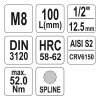 YATO YT-04352 Hosszú bit dugókulcs Spline 1/2" M8 CrV