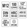 YATO YT-04354 Hosszú bit dugókulcs Spline 1/2" M12 CrV