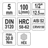 YATO YT-04391 Hosszú bit dugókulcs Imbusz 1/2" 5 mm CrV