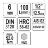 YATO YT-04392 Hosszú bit dugókulcs Imbusz 1/2" 6 mm CrV