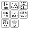 YATO YT-04397 Hosszú bit dugókulcs Imbusz 1/2" 14 mm CrV