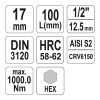 YATO YT-04398 Hosszú bit dugókulcs Imbusz 1/2" 17 mm CrV