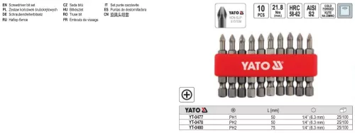 YATO YT-0477 Bithegy PH1 1/4" 50 mm (10 db/cs)
