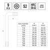 YATO YT-05633 Hosszú Torx kulcs készlet 9 részes T10 - T50 S2