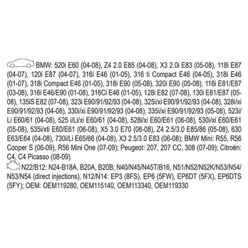 YATO YT-06004 Vezérlés rögzítő készlet 5 részes (Diesel) BMW Mini Peugeot Citroën