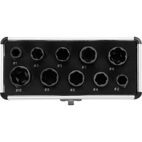   YATO YT-06031 Roncsolt csavarfej leszedő készlet 10 részes 3/8" 9-19 mm