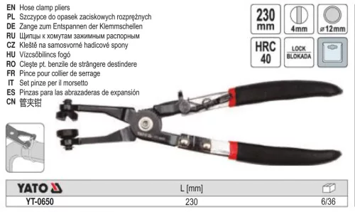 YATO YT-0650 Vízcsőbilincs fogó 230 mm