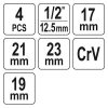 YATO YT-08033 Keresztkulcs 1/2" 17 x 19 x 21 x 23 mm szétszedhető CrV