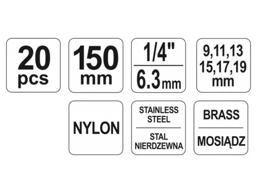 YATO YT-08195 Hengerfej tisztító kefe készlet 20 részes