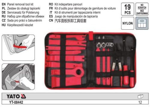 YATO YT-08442 Kárpitkiszedő készlet 19 részes