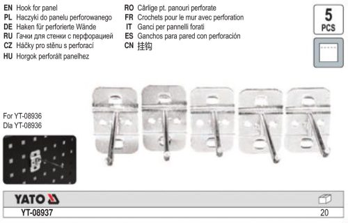 YATO YT-08937 Akasztó perforált falhoz (5 db/cs)