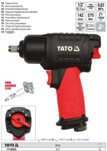 YATO YT-09505 Pneumatikus ütvecsavarozó 1/2" 570 Nm