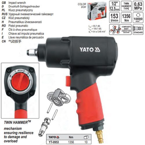 YATO YT-0953 Pneumatikus ütvecsavarozó 1/2" 1356 Nm