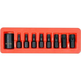   YATO YT-10664 Gépi torx bit készlet 9 részes 1/2" T30-T70 dugókulcs adapterrel