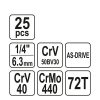 YATO YT-14461 Dugókulcs készlet 25 részes 1/4" 3,5-14 mm CrV