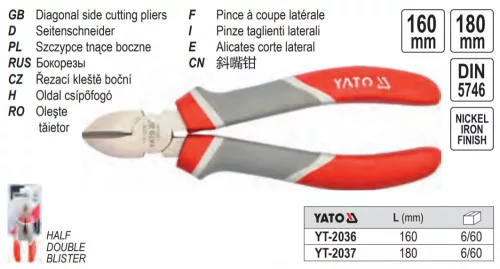 YATO YT-2036 Oldalcsípő fogó 160 mm
