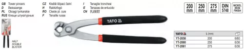 YATO YT-2058 Rabitz fogó 200 mm