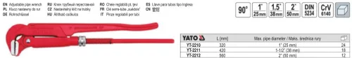 YATO YT-2210 Svédcsőfogó 90° 1" DIN5234 CrV