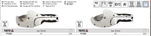 YATO YT-2228 Csővágó olló PVC 51mm Alumínium