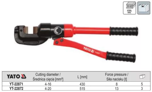 YATO YT-22872 Hidraulikus betonvas vágó kézi 515 mm