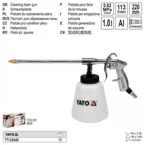 YATO YT-23640 Pneumatikus habszóró pisztoly Alumínium 1 liter