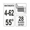 YATO YT-29982 Menetfésű 28 lapos Whitworth 4-62 mm 55°