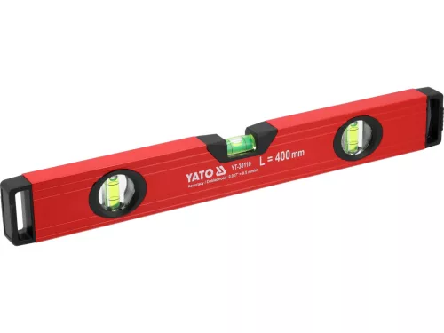 YATO YT-30110 Alumínium vízmérték 400mm 3 libellás bordázott szerkezetű merev profillal