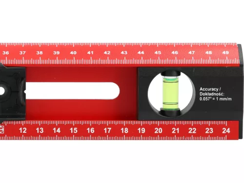 YATO YT-30329 Alumínium vízmértékvonalzó 500mm 2 libellával és 4 furatközép jelölő csuszkával
