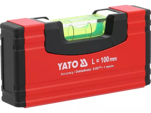 YATO YT-30350 Alumínium zsebvízmérték 100mm 1 libellás bordázott szerkezetű merev profillal
