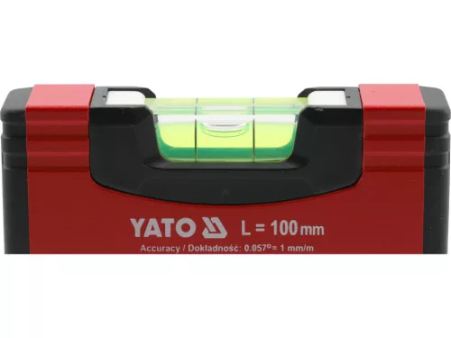 YATO YT-30350 Alumínium zsebvízmérték 100mm 1 libellás bordázott szerkezetű merev profillal