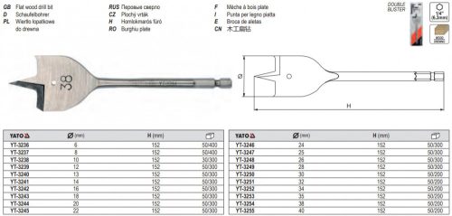 YATO YT-3248 Lapos fafúró bit befogású 26 x 152 mm